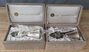 lot 305 image: Pair of Silver Santa Bells in Velvet Gift Boxes  M