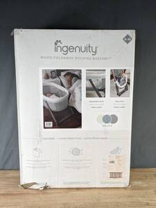 lot 31 image: NEW Ingenuity Wood FoldAway Rocking Bassinet  B