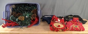 lot 310 image: Christmas Lights and Decor, with Womens Christmas Sweaters and Vests (Croft & Barrow, Its Our Time, Kikit)  M
