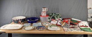 lot 288 image: Lot of Holiday Items, Including Decorative Towels and Dishes, Baking Items and More  M