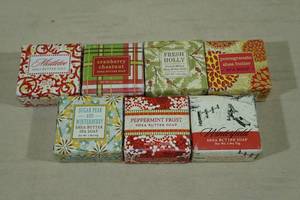 7 Assorted Scents Shea Butter Bar Soap -Mistletoe, Winterfield, Holly Fresh