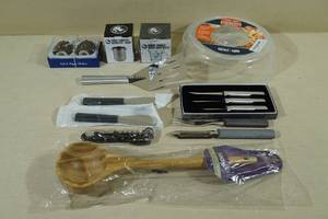 Assorted Kitchen Products -Bamboo Ladle, Rada Cutlery, Salt and Pepper Shakers