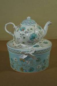 Delton 9.5x5.6 Porcelain Tea Pot in Gift Box -Blue