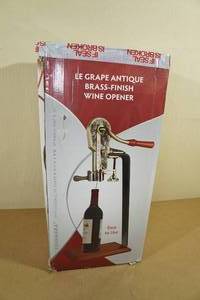 Le Grape Antique Brass Finish Wine Opener -19 Tall