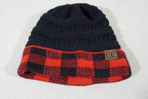 CC Beanie Hat - Buffalo Plaid and Black