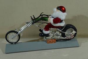 Santa on a Motorcycle with Music and Light Decoration