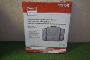 Style Selections Gothic Arch Design Fireplace Screen -Matte Black