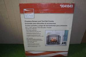 Style Selections Fireplace Screen and Tool Set Combo -Black