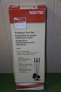 Style Selections 4 Piece Fireplace Tool Set -Black