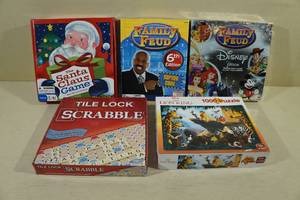 Assorted Board Games -Santa Claus, Family Feud, Scrabble, Disney