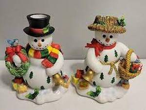 Party Lite Snowbell Taper Candle Holder Pair
