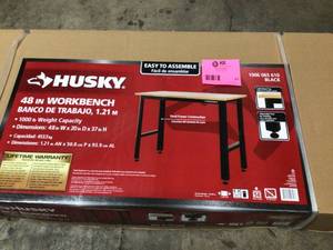 Husky4 ft. Solid Wood Top Workbench in Black Customer returns See Pics