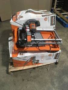 Pallet with assorted Ridgid Tile Saws open box customer returns used see pictures