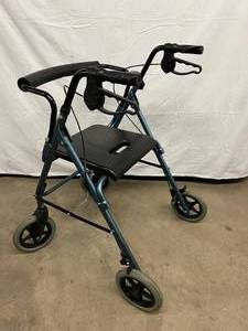 MSRP $150 DRIVE MEDICAL MOBILE BLUE WALKER ROLLATER COLLAPSIBLE WITH LIFT UP SEAT - ARMS ARE HEIGHT ADJUSTABLE - GREAT WORKING CONDITION 1ST PIC IS A STOCK PIC