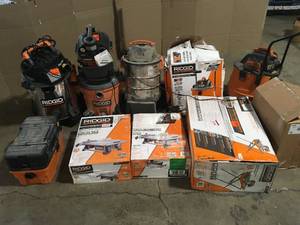 Lot of Assorted Ridgid Shop Vacs and Tools various models and conditions Customer Returns See Pictures
