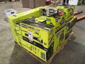 lot 2 image: Pallet with Assorted indooroutdoor Ryob tools various models and conditons customer returns see pictures