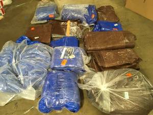 lot 34 image: Mix Lot of Tarps Various Colors and Sizes Review all pictures