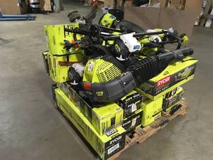 lot 40 image: Pallet of Assorted Ryobi Lawn Care Items Various Models and Conditions Customer Returns See Terms on Auction