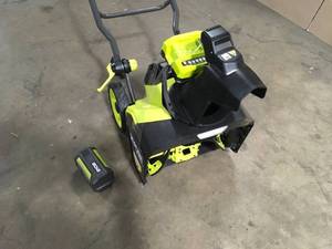 lot 48 image: Ryobi 40V HP Brushless 18 in. Single-Stage Cordless Electric Snow Blower with Battery and Charger customer return see pictures