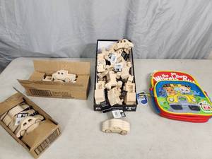 Large Assortment of New Wood Vehicles and New Cocomelon Singing Backpack