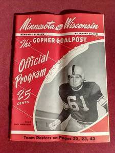 Vintage 1951 UofMWisconsin Football Game Program