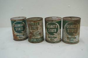 vintage quaker  state oil cans