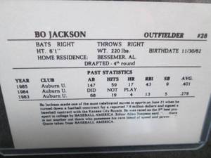 Custom Print  Bo Jackson Card...