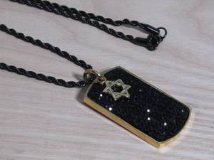 lot 7 image: Invicta Jewelry Mens Stainless Steel 24 Star of David Crystal Accntd Necklace Goldtone