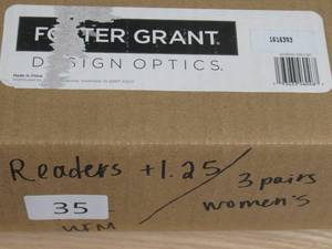 lot 35 image: Design Optics by Foster Grant Addie Square Cat Eye Reading Glasses, 3-Pack 1.25