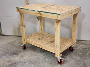 lot 106 image: Woodworking Wooden Rolling Cart