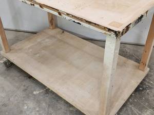 lot 23 image: Woodworking Wooden Rolling Cart