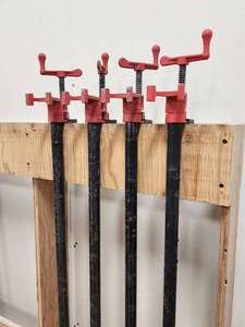 lot 66 image: (4) Nice Bessey Woodworking Pipe Clamps