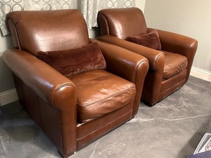 lot 220 image: Pair of Two Room and Board Leather Chairs
