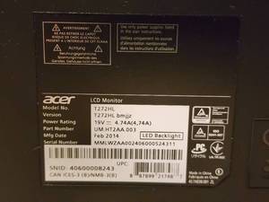 lot 250 image: Acer LCD Computer Monitor