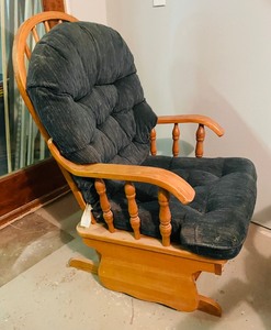 lot 341 image: Wooden Glider Chair with Ottoman
