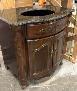 lot 256 image: Marble Top Bathroom Sink CounterCabinet
