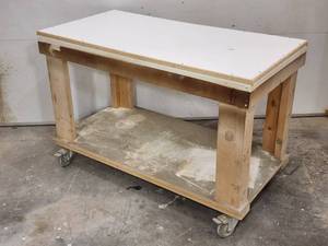 lot 268 image: Woodworking Wooden Rolling Cart
