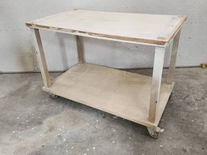 lot 98 image: Woodworking Wooden Rolling Cart