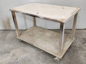 lot 384 image: Woodworking Wooden Rolling Cart