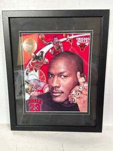 lot 8 image: Michael Jordan Framed Photo 12x15 Inch