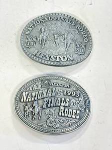 lot 28 image: 1989 & 1995 Hesston Rodeo Finals Belt Buckles