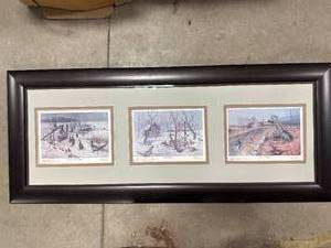lot 39 image: Les Kouba Triple Signed Artwork 16x38 Inch