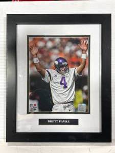 lot 43 image: Brett Favre Framed Minnesota Vikings Photo 13x16 Inch