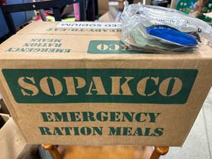 lot 70 image: Full Case of MREs (meals ready to eat) Weighs Nearly 20 Pounds