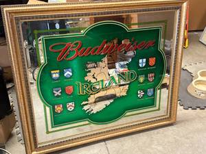 lot 76 image: Budweiser Framed Ireland Mirror 31x37 Inch