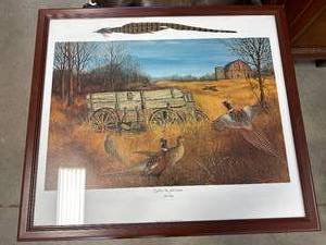 lot 78 image: Kay Mattison Pheasant Framed Art 25x29 Inch