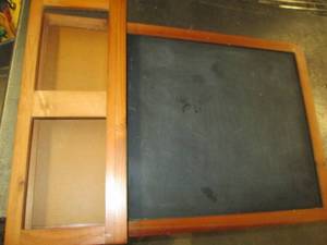 Hanging chalkboard with metal holde...