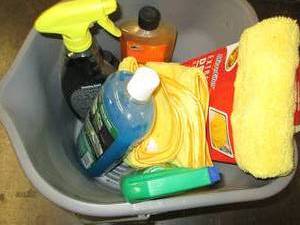 Pail of car care products ...
