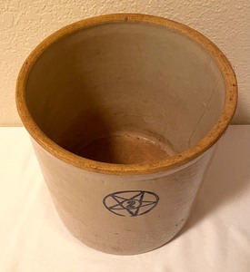 lot 88 image: Antique 2 Gallon Blue Star Stoneware Crock