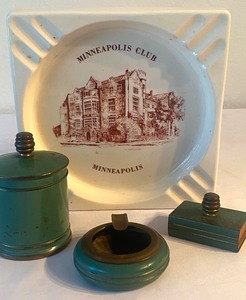 lot 147 image: Vintage Minneapolis Club Ash Tray and Metal Smoking Kit